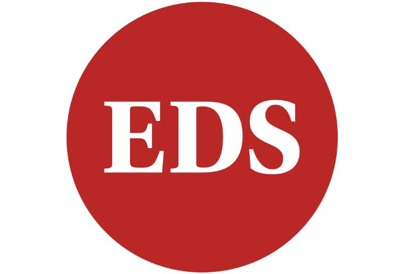 EDS logo of a red circle with white 