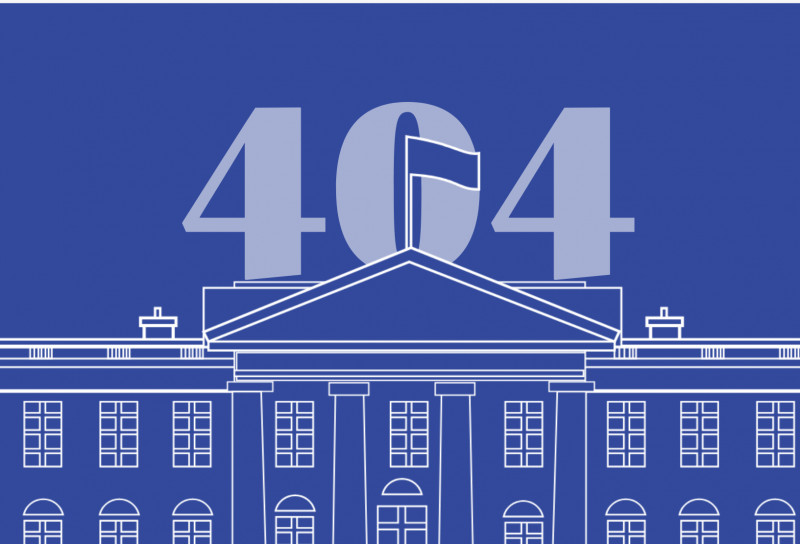 An illustration of the White House with a large 